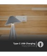 3W uppladdningsbar LED bordslampa, CCT - Grå, touch dimbar, USB-C, metall, 200lm