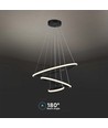 32W LED pendel med 3 ringar - Svart, 3000K, 600x400x200mm, dekorativ taklampa