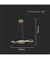 18W dekorativ LED pendel - L700x250mm, guld, violin-formad, 3000K