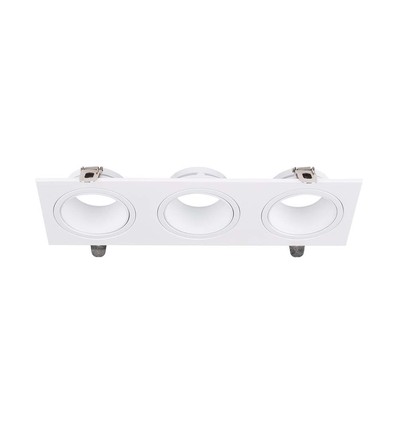Triple GU10 infälld spot, rektangulär - Vit, 3-huvuden, metall och PC, utan ljuskälla