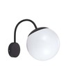 E27 vägglampa med vit glob - Svart, IP44 utomhus, Ø20cm, utan ljuskälla
