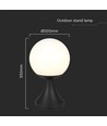 E27 utomhus stolplykta - IP44, mattsvart, opalglas, höjd 100cm, utan ljuskälla