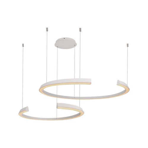 48W LED designer pendel - Vit, Triac dimbar, 5150lm, två halvmånar, 110x80cm