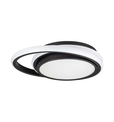 38W LED designer taklampa - Svart, dubbel rund, Ø45cm, 4000K, 4050lm, IP20