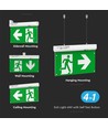 Nödbelysning 4i1 upphängning - EXIT-skylt, självtestknapp, vägg/tak/wireupphängning, 6000K