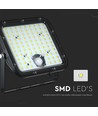 30W Solara LED strålkastare med solcell - IP65, PIR sensor, 6400K, svart, LiFePO4 batteri