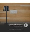 1,5W uppladdningsbar LED bordslampa, CCT - Touch dimbar, USB-C, svart, höjdjusterbar