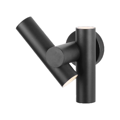 6W 2-vägs spot vägglampa - IP44, svart, 3000K, 90 grader, justerbar, inkl. ljuskälla