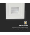 3W LED vägglampa för inbyggnad - IP65, varmvit, vit kant, fyrkantig, 5,8x5,8 cm