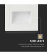 5W vit LED inbyggnadsspot för trappor - IP65, 3000K, kvadratisk, aluminium