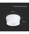 Rörelsesensor 360° PIR, 1000W - Utanpåliggande, räckvidd upp till 30m, IP20 inomhus, vit