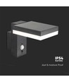 5,5W Solara vägglampa med sensor - Solcell, PIR sensor, IP54, 3000K, svart, rektangulär