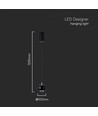 9W LED pendel - 1000lm, svart, 10x10x100cm, IP20 inomhus