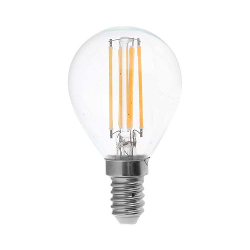 E14 6W LED klotlampa - P45, filament, klart glas, 600lm