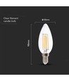 E14 6W LED kronljus - Filament, klart glas, 800lm, 133lm/W