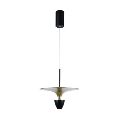 9W LED pendel / hänglampa - 4000K, 1000lm, svart/guld, 30x320cm, inkl. ljuskälla