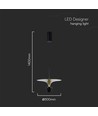 9W LED pendel / hänglampa - 4000K, 1000lm, svart/guld, 30x320cm, inkl. ljuskälla