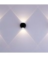 2W LED COB vägglampa, upp/ned ljus - IP54, svart aluminium, 4000K, 4,2 x 4 cm