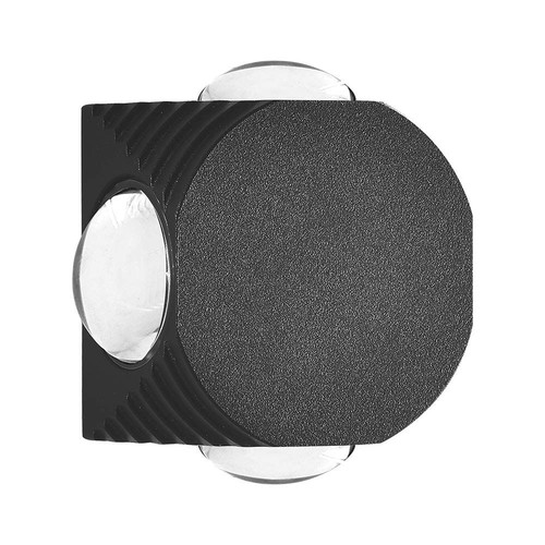 4W rund 4-vägs LED vägglampa - Svart, IP54, COB LED, varmvit, inkl. ljuskälla