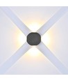 4W rund 4-vägs LED vägglampa - Svart, IP54, COB LED, varmvit, inkl. ljuskälla
