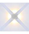 4W rund LED vägglampa med 4 ljusstrålar - IP54, vit, COB LED, 3000K, inkl. ljuskälla