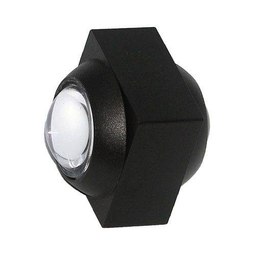 2W LED vägglampa med upp/ned ljus - IP54, svart, COB LED, 3000K, 4x4x4cm