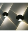 2W LED vägglampa med upp/ned ljus - IP54, svart, COB LED, 4000K, 4x4x4cm