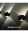 2W LED vägglampa med upp/ned ljus - IP54, svart, COB LED, 4000K, 4x4x4cm