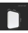 24W LED taklampa - 29,5 x 29,5cm, IP44, fyrkantig, vit kant