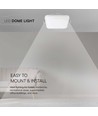24W LED taklampa - 29,5 x 29,5cm, IP44, fyrkantig, vit kant
