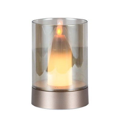 2W LED uppladdningsbar bordslampa med sensor - Champagne guld, bärnstensfärgat glas, 3000K, 360 grader, rörelsesensor