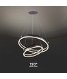 50W LED designer pendel - Double ring, kaffebrun, 5850lm, 3000K