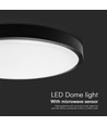 18W LED taklampa med sensor - Ø22,5cm, IP44, svart kant, 4000K, mikrovågssensor