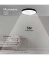 18W LED taklampa med sensor - Ø22,5cm, IP44, svart kant, 4000K, mikrovågssensor
