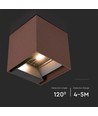 9W Solcellsvägglampa - IP65, 4000K, Cortenfärgad, COB, PIR-sensor