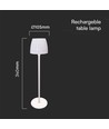 2,7W uppladdningsbar LED bordslampa, vit - Touch dimbar, 3-i-1 CCT, USB-C, höjd 34cm