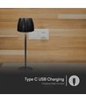 2,7W LED bordslampa, svart - Touch dimbar, 3-i-1 CCT, uppladdningsbar, USB-C, 10,5 x 34 cm