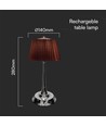 1,5W LED bordslampa, touch dimbar, brun skärm - CCT, laddningsbar, krom, inkl. batteri och USB-C