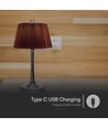 1,5W LED bordslampa, touch dimbar, brun skärm - CCT, laddningsbar, krom, inkl. batteri och USB-C
