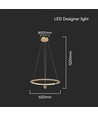 45W LED pendel, Ø60cm, borstat guld - 5500lm, 3000K, designer taklampa, IP20