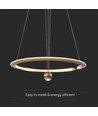 45W LED pendel, Ø60cm, borstat guld - 5500lm, 3000K, designer taklampa, IP20