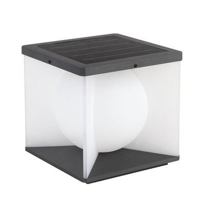 3W LED solcell trädgårdslampa, Cube - IP65, 3000K, varmvit, svart/vit, 20,5 x 20,5 cm