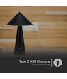 3W uppladdningsbar LED bordslampa med touch dim - 3-i-1 CCT, svart läder, 4000mAh batteri, USB-C, 20x33 cm