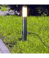 60cm trädgårdslampa med PIR sensor och 2 eluttag - E27 sockel, IP44, rostfritt stål, grå, utan ljuskälla