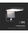 17W LED vägglampa med PIR sensor, kvadratisk - IP65, 2580lm, svart, 4000K, inkl. ljuskälla
