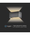 24W LED vägglampa med upp/ned ljus - IP65, grå, 4000K, 20cm hög, aluminium, utomhus