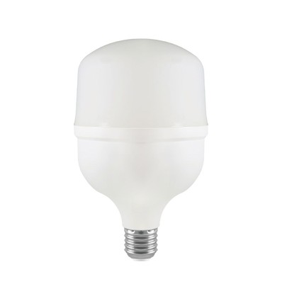 E27 30W LED lampa - T100, 6500K, vit plast, Ø10cm