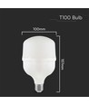E27 30W LED lampa - T100, 6500K, vit plast, Ø10cm