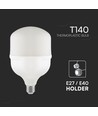 50W LED T140 lampa - 5400lm, E27 med E40 adapter, 105 lm/W, 160 grader, vit plast