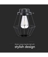 Hängande solcells LED lykta, 0,5W - Svart metall, vintage design, 2700K, IP44, 1.2V uppladdningsbar, m. handtag